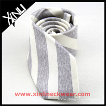 Gray White Striped Silk Linen Mixed Unique Ties for Men
